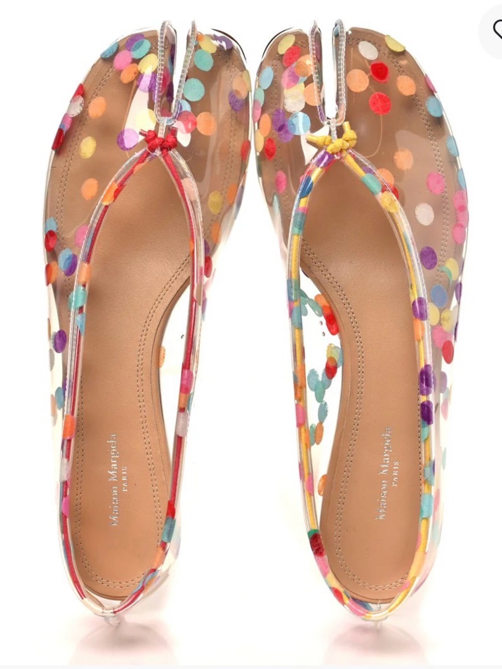 MAISON MARTIN MARGIELA NEW IN BOX POLKA DOT TABI FLATS TRANSPARENT MULTICOLOR ❤️